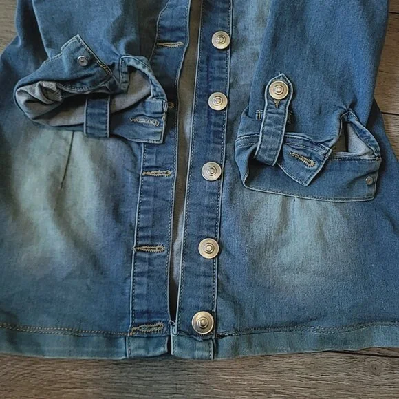 Denim Mini Bodycon Dress 3/4 Sleeve - Picture 6 of 6